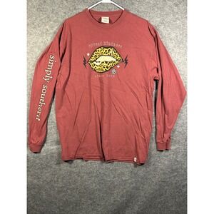 Simply Southern Spread Kindness Leopard Lips Long Sleeve Shirt Maroon Red XL